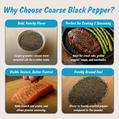 Spice Profile Organic Coarse Ground Black Pepper | 4 oz | Lab Tested